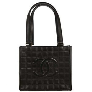 Chanel Black Lambskin Choco Bar Tote Shoulder Bag